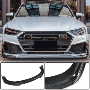 Накладка на передній бампер Lip (для S-Line 2018-2022, Карбон) для Audi A7 2018–