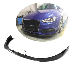 Накладка на передній бампер Lip V1 (для S-Line 2012-2016 HB, Карбон) для Audi A3 2012–2020