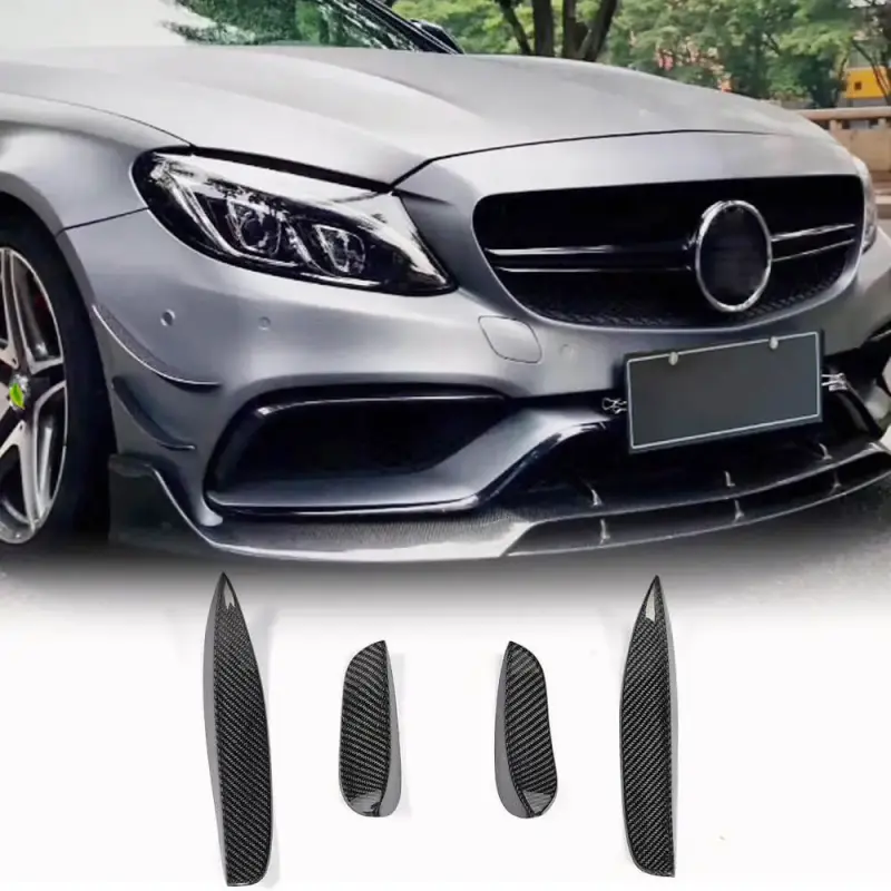 Накладки на передній бампер (для C63 AMG 2015-2019, Карбон) для Mercedes-Benz C-class W205 2014–2021