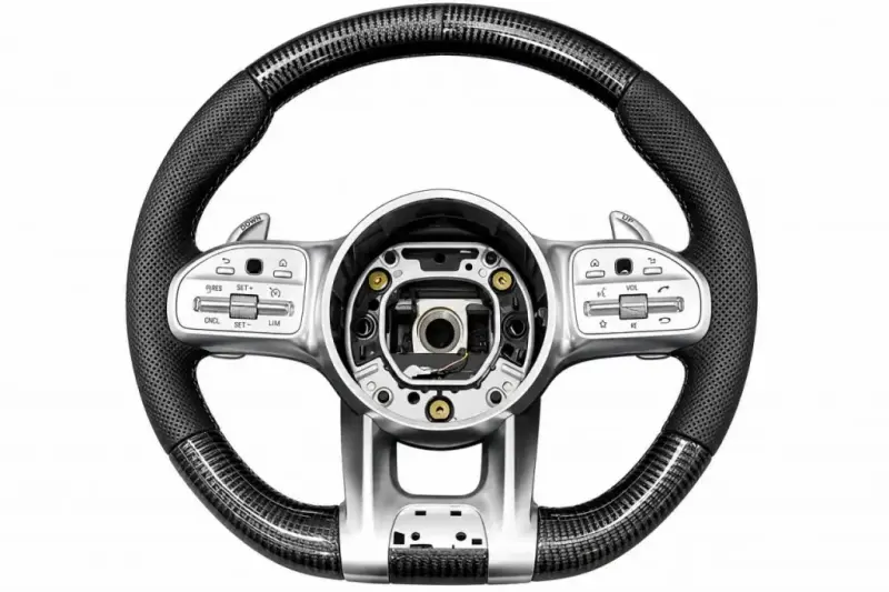 Кермо AMG 2018-Style (Карбон + сірі кнопки, 3pin) для Mercedes-Benz CLA C117 2013–2019