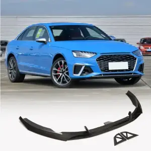 Накладка на передній бампер Lip (для S-Line Sedan 2019-2024, Карбон) для Audi A4 B9 2015–2024
