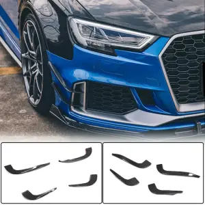 Накладки на передній бампер V2 (для RS3 Sedan 2017-2020, Карбон) для Audi A3 2012–2020