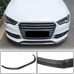 Накладка на передній бампер Lip V1 (для S-Line Sedan 2012-2016, Карбон) для Audi A3 2012–2020