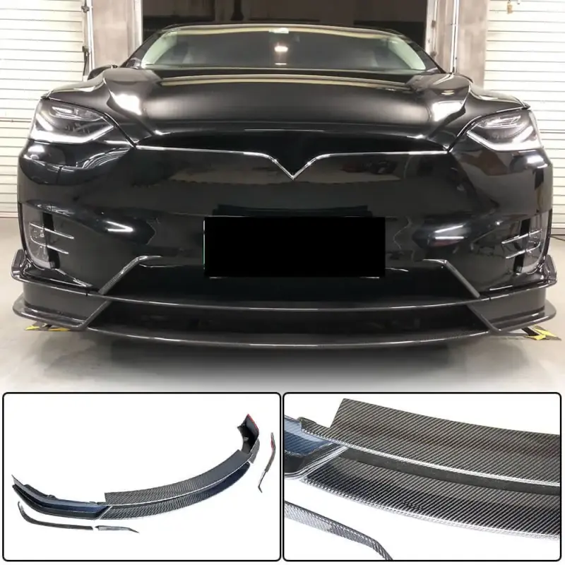 Накладка на передній бампер Lip (2015-2021, Карбон) для Tesla Model X 2015–