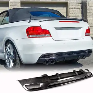 Дифузор заднього бампера V1 (для E82/E88 M-Sport, Карбон) для BMW 1 серія E81/E82/E87/E88 2004–2011