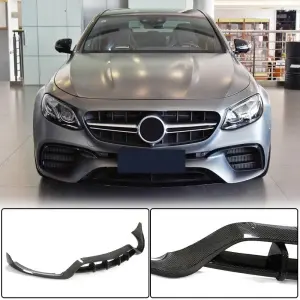 Накладка на передній бампер Lip V2 (для E63 AMG 2016-2019, Карбон) для Mercedes-Benz E-class W213 2016–2023
