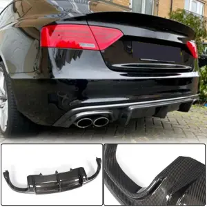 Дифузор заднього бампера V3 (для S-Line 2012-2015, Карбон) для Audi A5 2007–2015