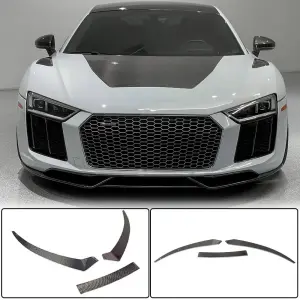 Накладка на передній бампер Lip V1 (2015-2020, Карбон) для Audi R8 2015–