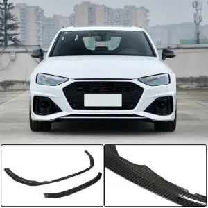 Накладка на передній бампер Lip V2 (для RS4 Avant 2019-2021, Карбон) для Audi A4 B9 2015–2024