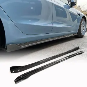Накладки на пороги V3 (2017-2023, Карбон) для Tesla Model 3 2017–