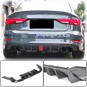 Дифузор заднього бампера V2 (для S-Line Sedan 2017-2020, Карбон) для Audi A3 2012–2020