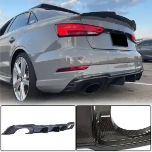 Дифузор заднього бампера V1 (для RS3 Sedan 2017-2019, Карбон) для Audi A3 2012–2020