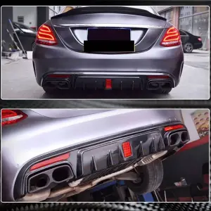 Дифузор заднього бампера V2 (для SD C43/C63 AMG 2015-2019, Карбон) для Mercedes-Benz C-class W205 2014–2021
