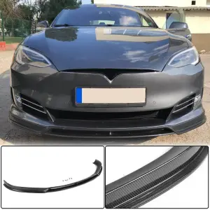 Накладка на передній бампер Lip (2016-2021, Карбон) для Tesla Model S 2012–