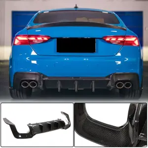 Дифузор заднього бампера V1 (для S-Line 2021-2025, Карбон) для Audi A5 2016–2025