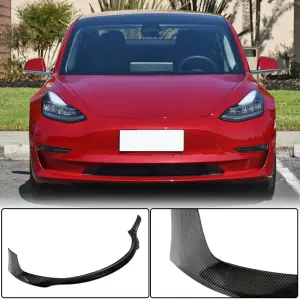 Накладка на передній бампер Lip V4 (2017-2023, Карбон) для Tesla Model 3 2017–