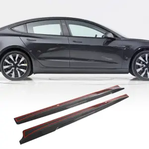 Накладки на пороги V1 (2017-2023, Карбон) для Tesla Model 3 2017–