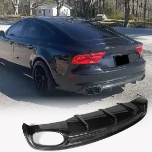 Дифузор заднього бампера V2 (для S-Line, 2010-2014, Карбон) для Audi A7 2010–2018