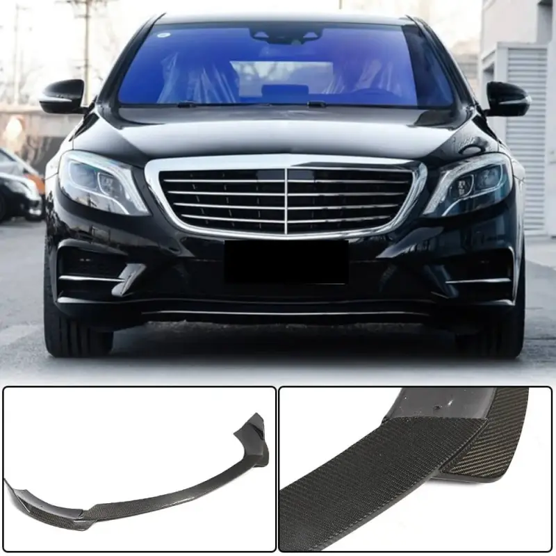 Накладка на передній бампер Lip (для AMG-Line 2014-2017, Карбон) для Mercedes-Benz S-class W222 2013–2022