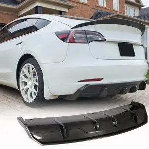 Дифузор заднього бампера V1 (2017-2023, Карбон) для Tesla Model 3 2017–