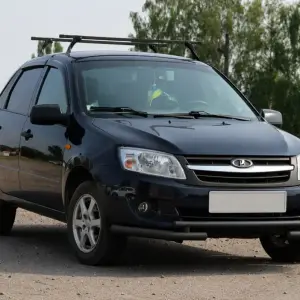 Передній захист ST009-2 Black (нерж) для Lada Granta 2011–