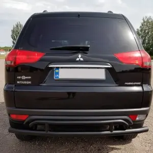 Задній захист AK002-2 Black (2 шт, нерж) для Mitsubishi Pajero Sport 2008–2015