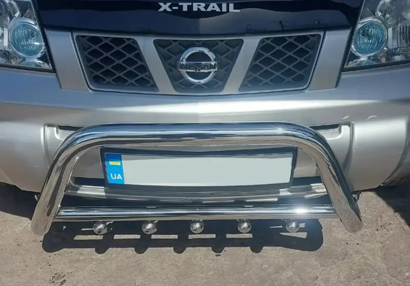 Кенгурятник QT006 (нерж.) для Nissan X-trail T30 2002–2007
