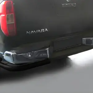 Задній захист AK003-Подвійний Black (нерж) для Nissan Navara 2006–2015