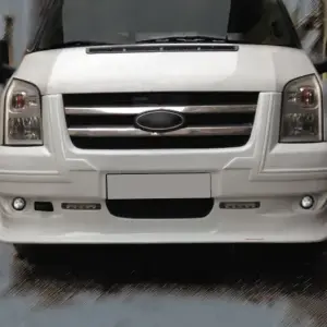 Накладка на передній бампер (2006-2014, DRL, з ґратами) для Ford Transit 2000–2014