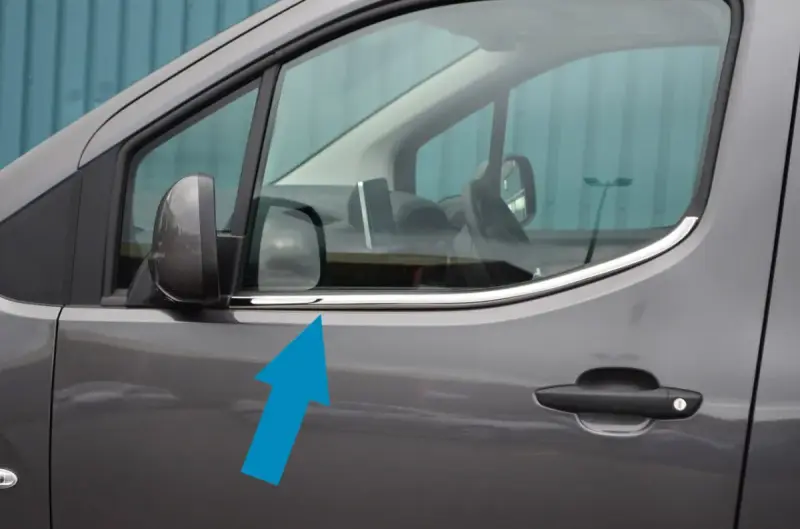 Окантовка вікон (2 шт, нерж.) для Peugeot Partner/Rifter 2019–
