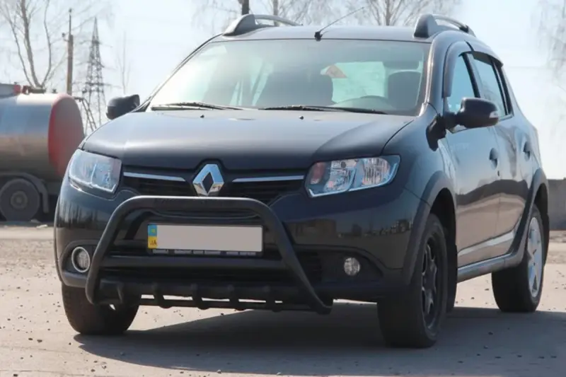 Кенгурятник WT003 Black (нерж) для Dacia Sandero 2013–2020