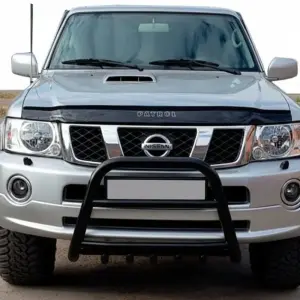 Кенгурятник QT007 Black (нерж) для Nissan Patrol Y61 1997–2011