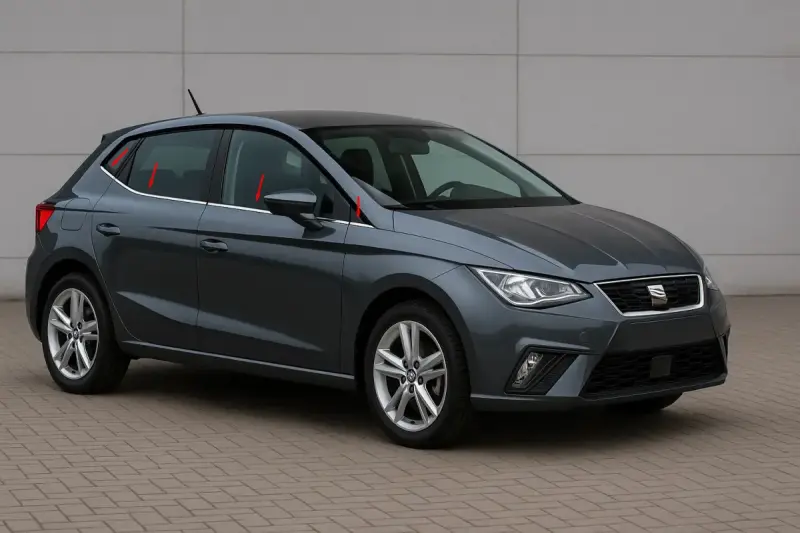 Окантовка вікон (4 шт, нерж) для Seat Ibiza 2017–