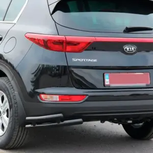 Задній захист куточки подвійні AK003-подвійний Black (нерж) для KIA Sportage 2015–2021
