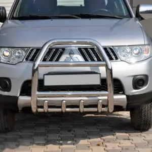 Передній захист QT007 (нерж.) для Mitsubishi Pajero Sport 2008–2015