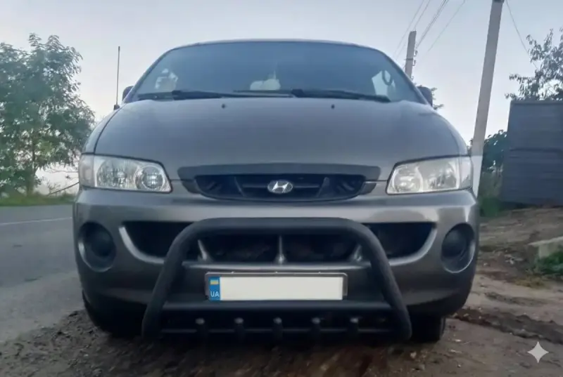 Кенгурятник WT003 Black (нерж) для Hyundai H200, H1, Starex 1998–2007