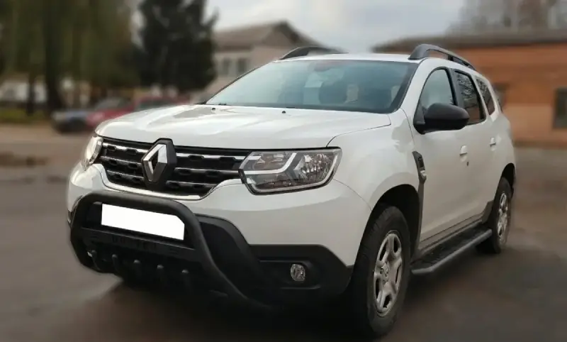 Кенгурятник з написом WT004 Black (нерж.) для Renault Duster 2018–2024