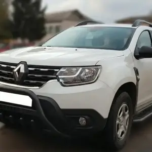 Кенгурятник з написом WT004 Black (нерж.) для Dacia Duster 2018–2024