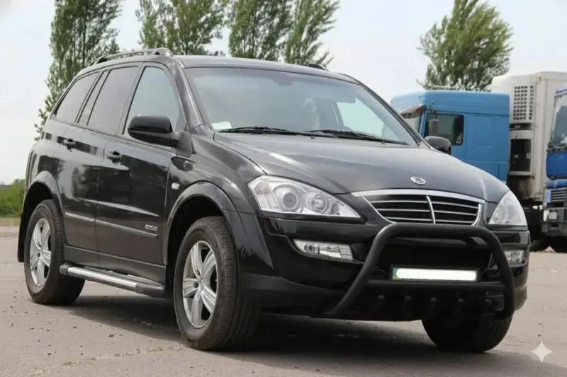 Кенгурятник WT003 Black (нерж) для SsangYong Action 2005–2018