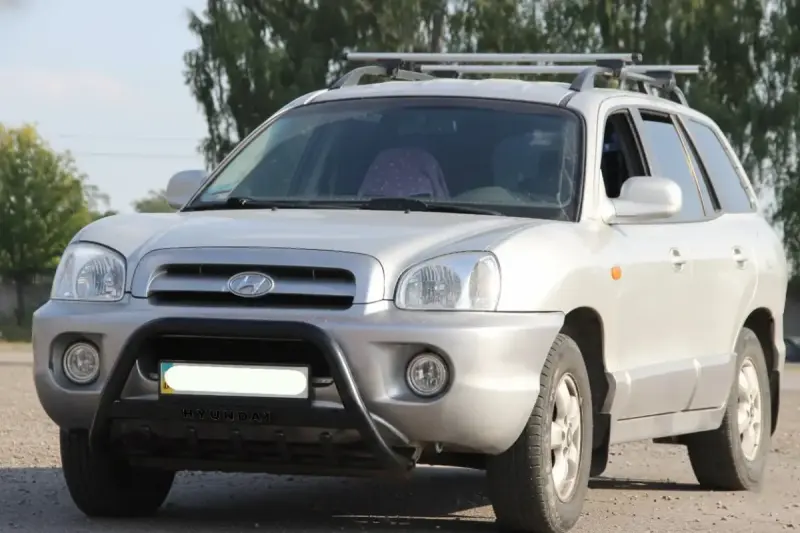 Кенгурятник WT004 Black (нерж) для Hyundai Santa Fe 1 2000–2006