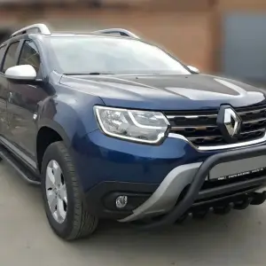 Кенгурятник без напису WT003 Black (нерж.) для Dacia Duster 2018–2024
