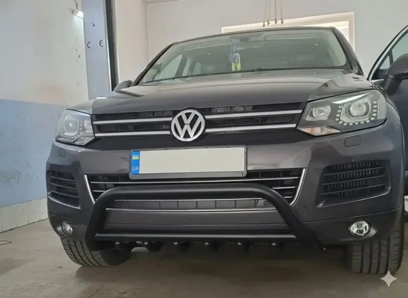 Кенгурятник WT003 Black (нерж) для Volkswagen Touareg 2010–2018