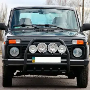 Кенгурятник QT007 Black (нерж.) для Lada Niva и Urban 1977–
