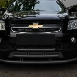 Передній потрійний захист Black (нерж.) для Chevrolet Captiva 2006–2019