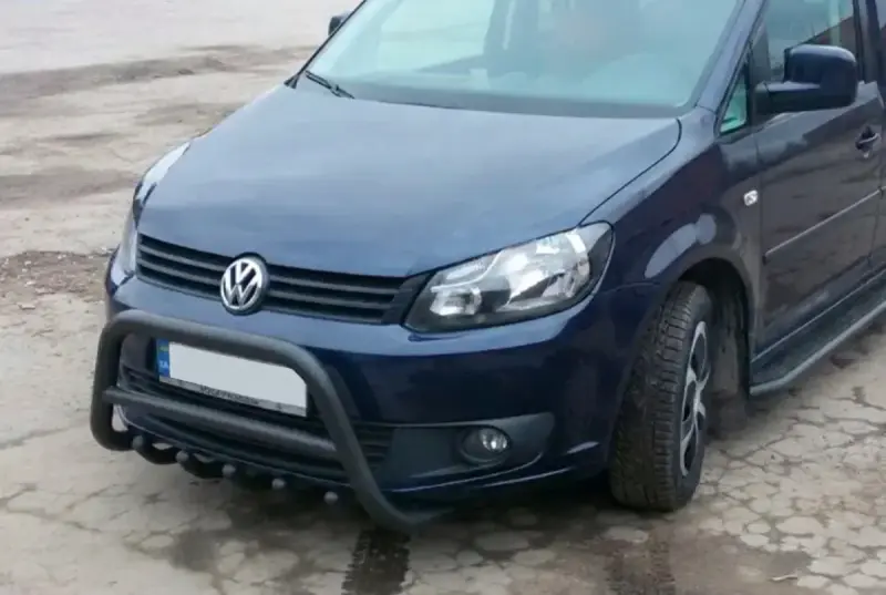 Кенгурятник WT003 Black (нерж) для Volkswagen Caddy 2010–2015