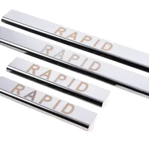 Накладки на пороги Carmos V1 (4 шт, нерж) для Skoda Rapid 2012–2019