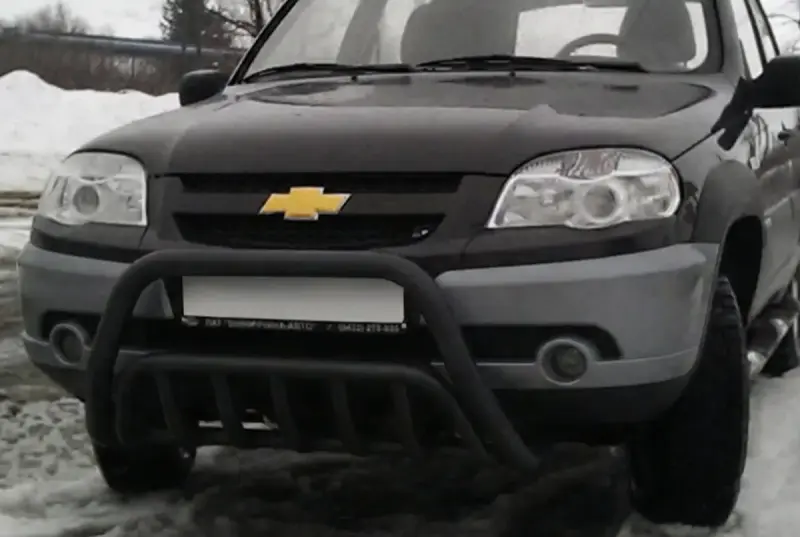 Кенгурятник WT002 Black (нерж) для Chevrolet Niva 1998–2020