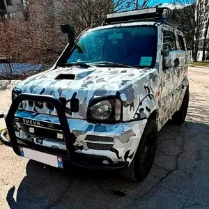 Кенгурятник QT007-Exclusive Black (З написом, нерж) для Suzuki Jimny 1998–2018