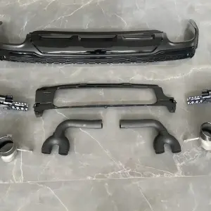 Задній дифузор з насадками QRS-Style (2020+, Чорний) для Audi Q7 2015–2026