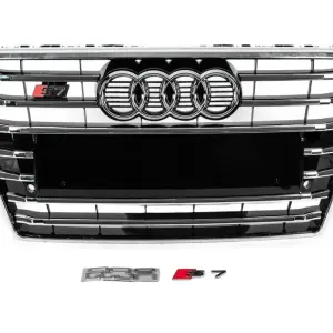 Передня решітка S-Style (2010-2014, чорна з хромом) для Audi A7 2010–2018